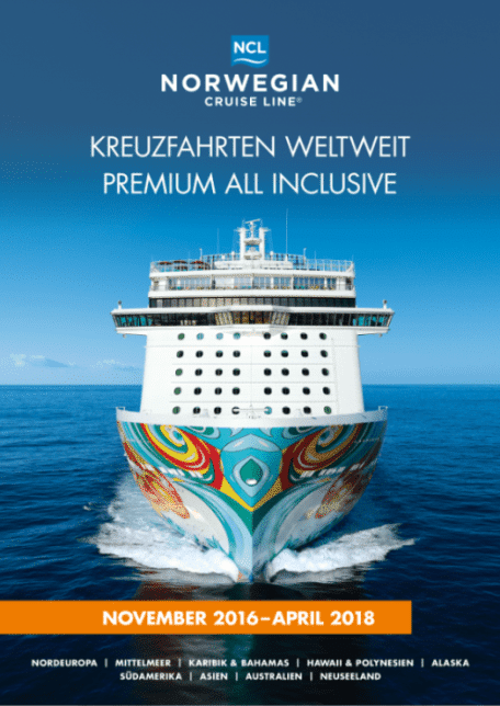 Norwegian Cruise Line präsentiert neuen Premium All Inclusive-Katalog November 2016 bis April 2018