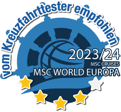 „MSC World Europa“ erhält Test/Gütesiegel „vom Kreuzfahrttester empfohlen“