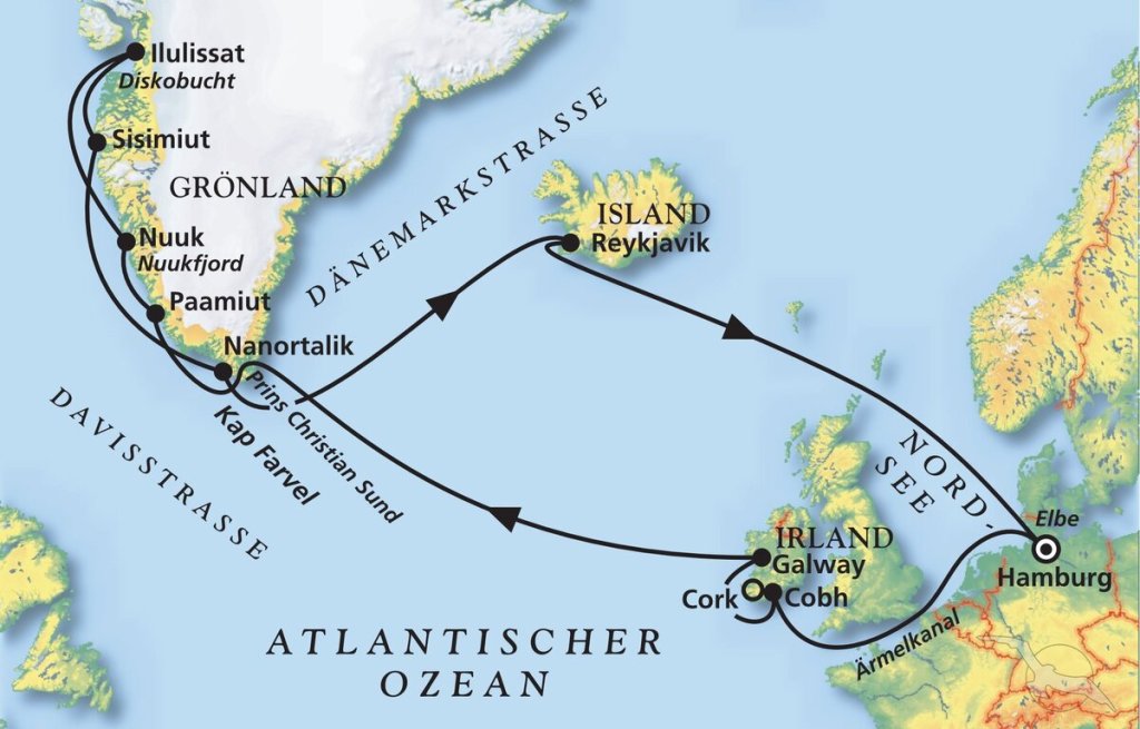 Artania Grönland Karte (Quelle Phoenix Reisen)