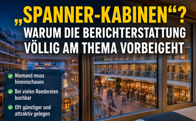 „Spanner-Kabinen“ auf Kreuzfahrtschiffen? Warum die aktuelle Berichterstattung völlig am Thema vorbeigeht